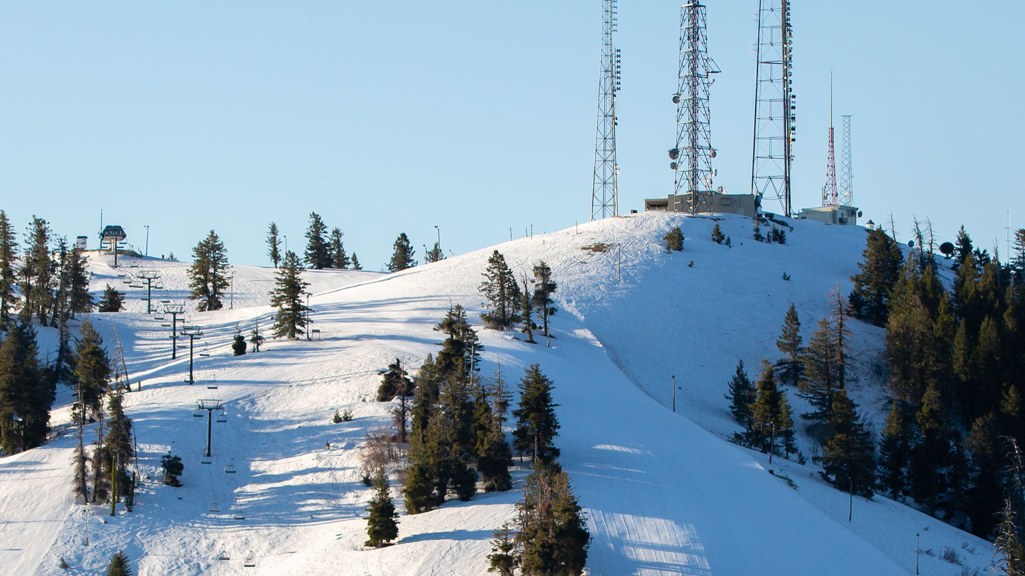 View of the top of the snow-covered mountain