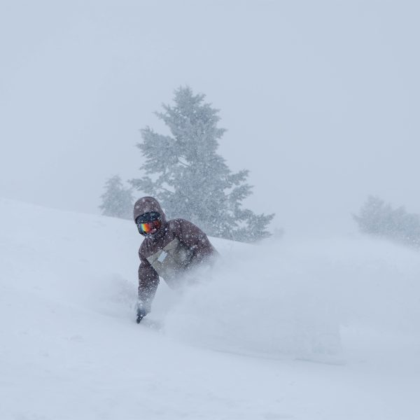 snowboarder in deep snow