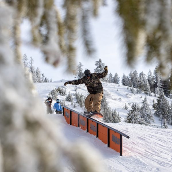 Snowboarder on a rail