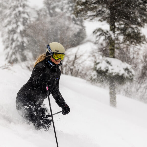 Female Skier Bridgette Johnson Smiling While Skiing Powder Near Bitterroot Winter 2025 At Bogus Basin 02 2025 Photo By Cassidy Carter 2084x1389