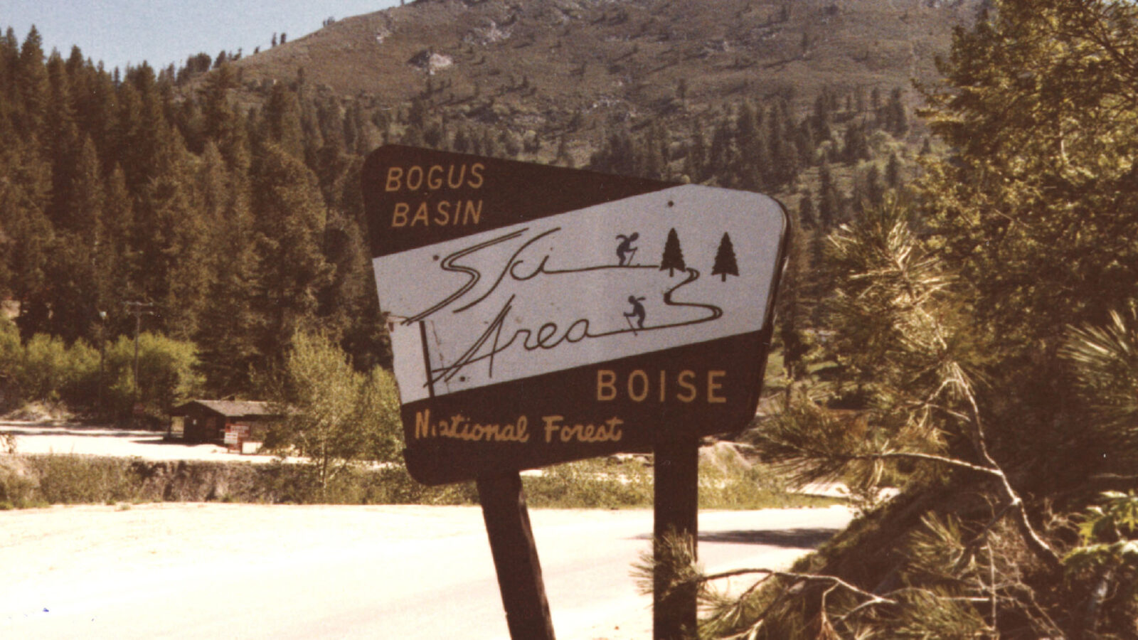 Vintage Bogus Basin Ski Area Boise National Forest Sign With Forest In The Background Winter At Bogus Basin Mountain Recreation Area 1920px1080px