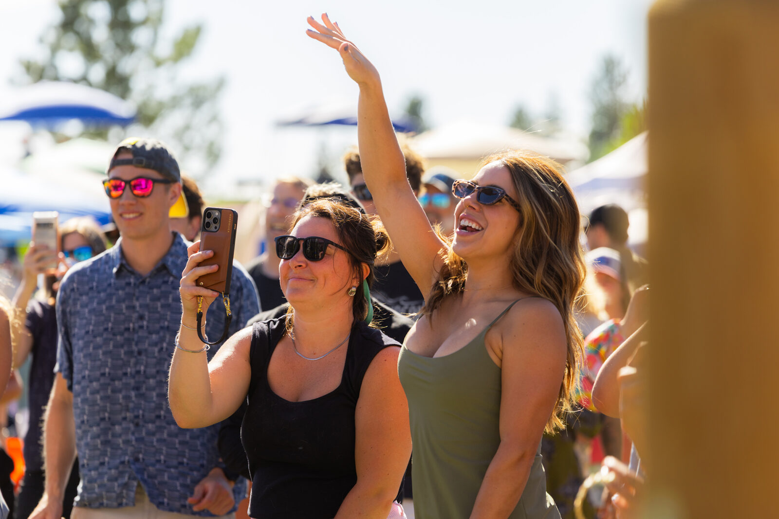 Two Females Smiling And Dancing In Crowd Of People During Music On The Mountain Summer 2025 At Bogus Basin 07 2025 Photo By Cassidy Carter 2084x1390