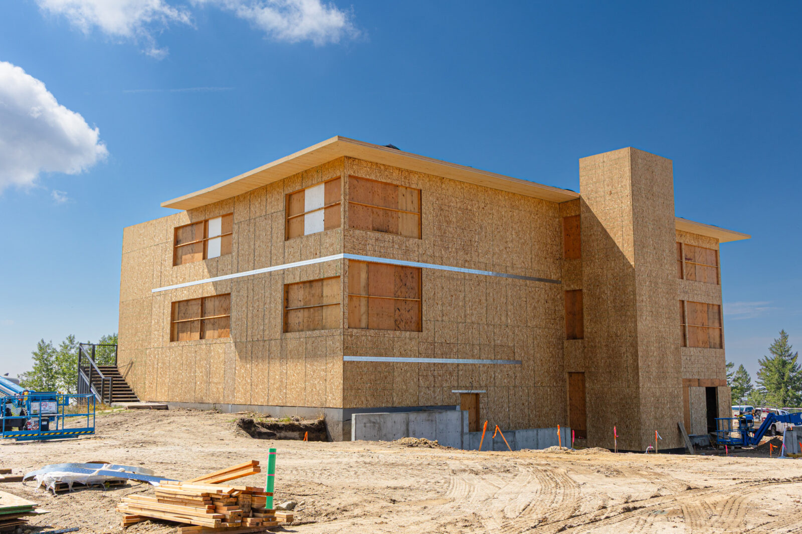 Pioneer Lodge Exterior Remodel View Including New Elevator Shaft And Windows August 2025