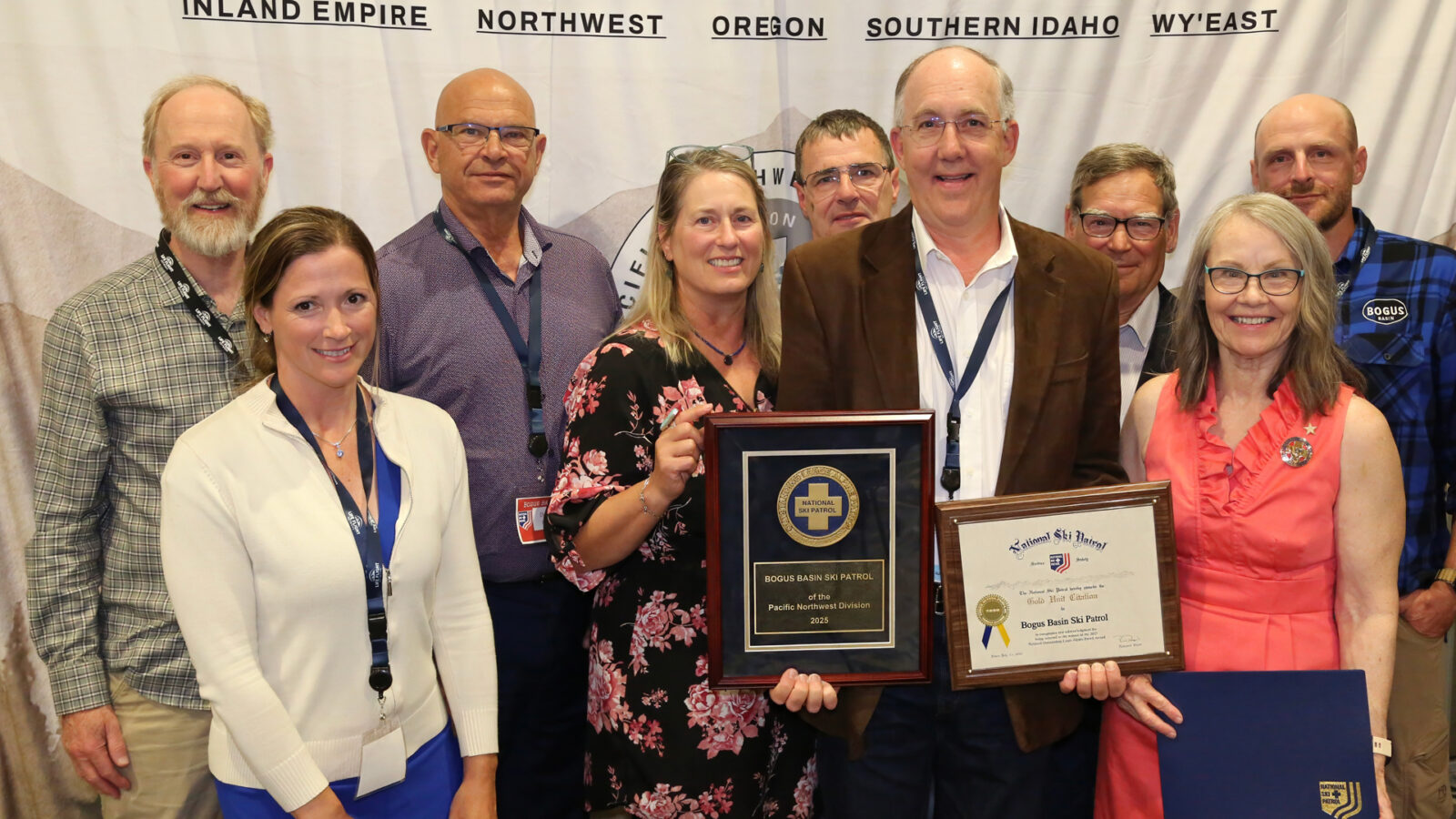 Bogus Basin Ski Patrol Large Alpine Patrol 2025 National Outstanding Awards Recipients Patrick Arnold _ Don Reiman PeteMusk at Carol Peterson Pam Carson 1920px 1080px