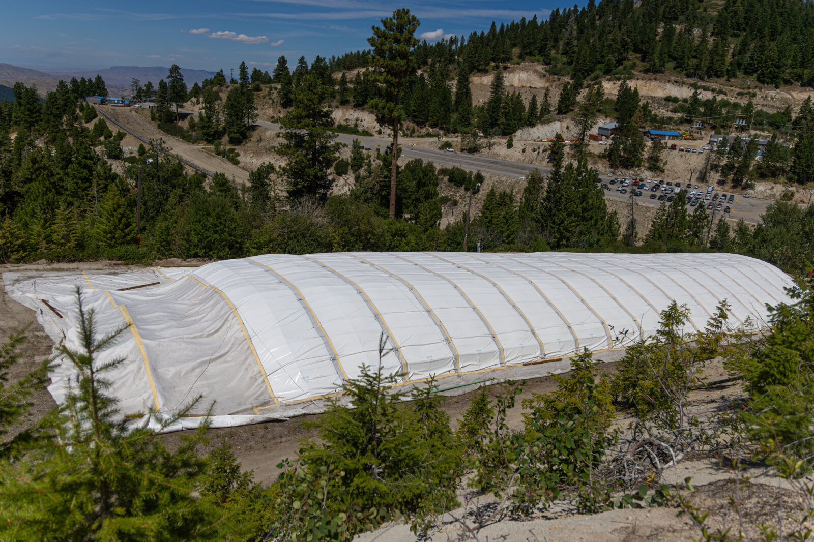 View Of Snow Secure On Coachs Corner Run With Tubing Hill In Background At Bogus Basin Mountain Recreation Area August 2025 Photo By Bridgette Johnson 2048px 1365px