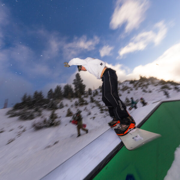 Terrain Park Opening Weekend Micheal Floyd Down Box Fish Eye Winter 2025 At Bogus Basin Photo By Cassidy Carter